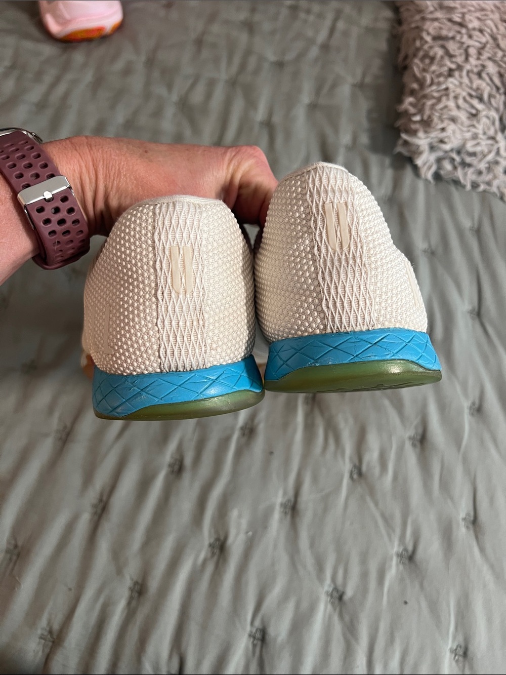 NOBULL Off-White Knit Trainers with Rainbow Accent Sole - Picture 5 of 8